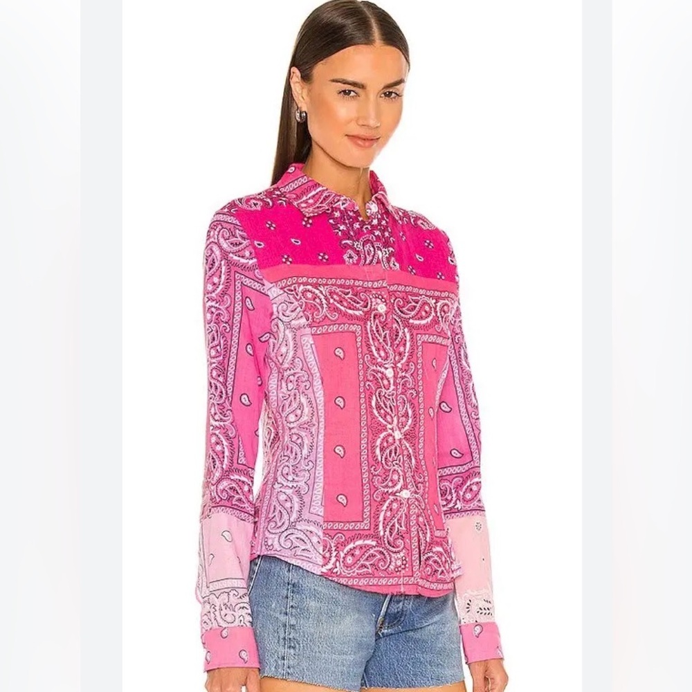 EB Denim x Revolve Cabana Scarf Paisley Pink Shirt Size Medium